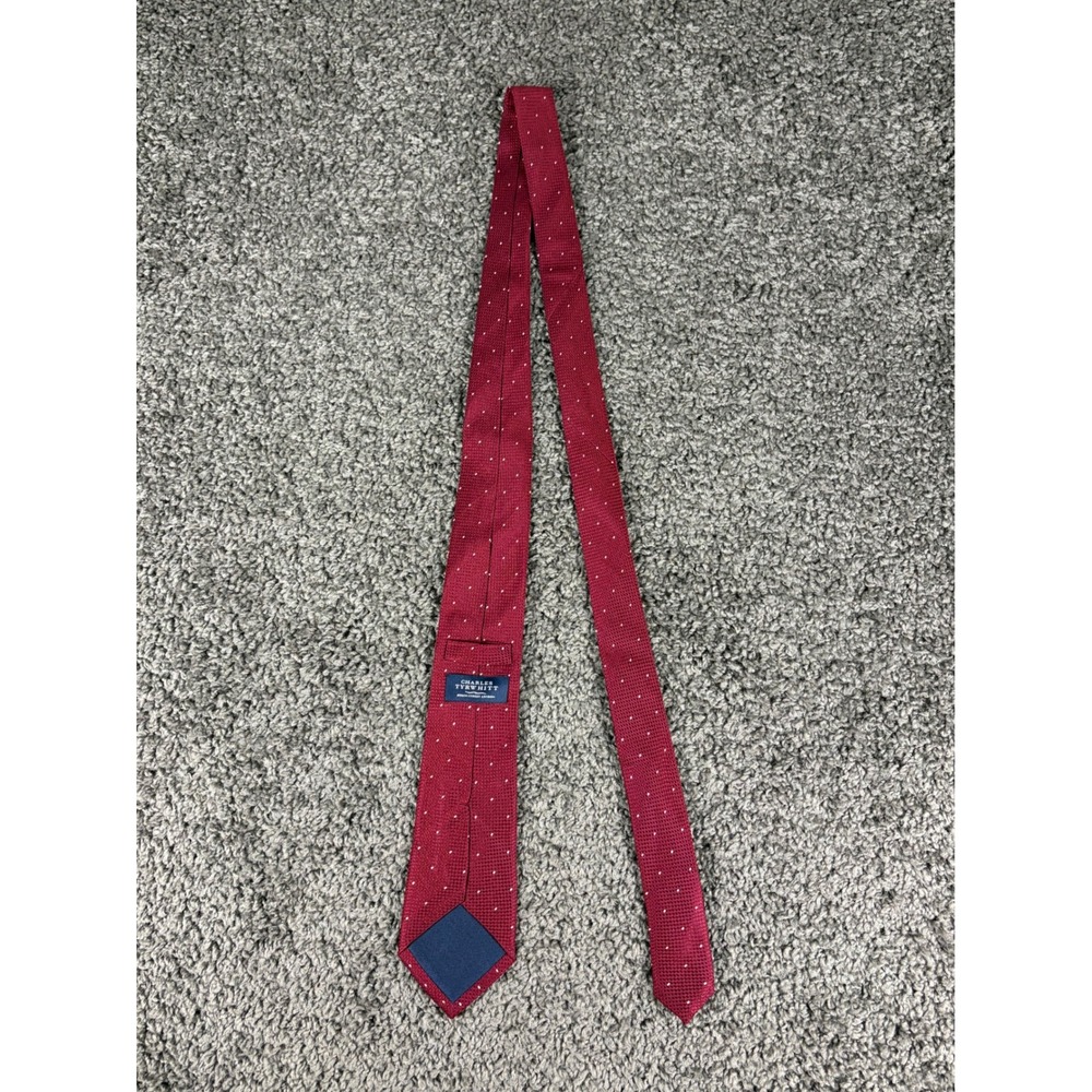 Charles Tyrwhitt Mens Burgundy Red Silk Polka Dot Tie Jermyn Street London